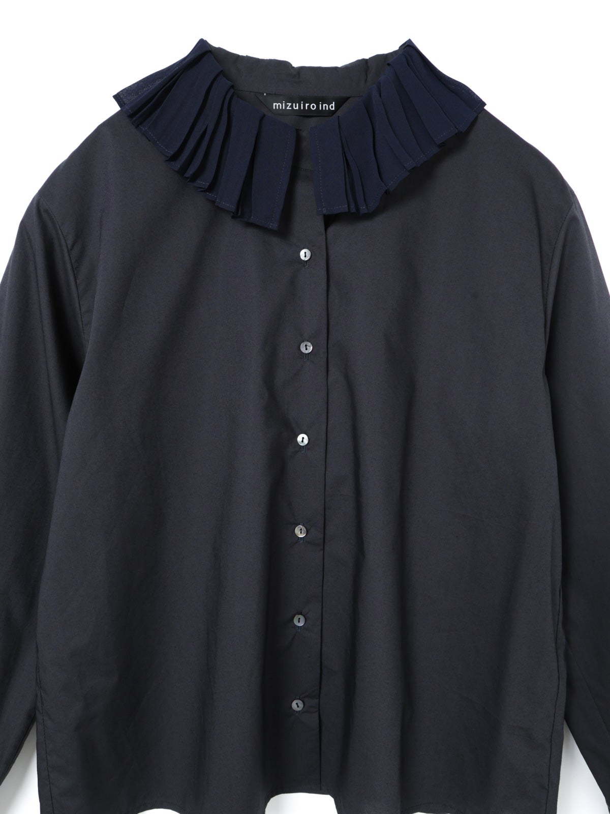 mizuiro ind プリーツカラー 長袖シャツ ブラック mizuiro ind プリーツカラーシャツ｜ MARcourt ONLINE STORE