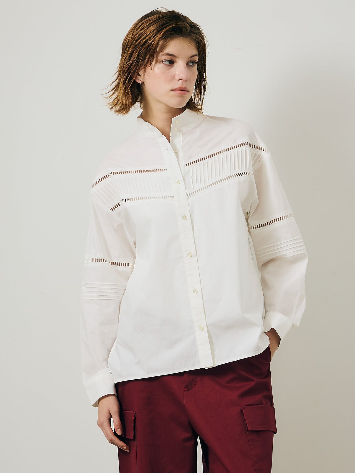 MARMARMAR レースピンタックスタンドカラーシャツ｜ MARcourt ONLINE