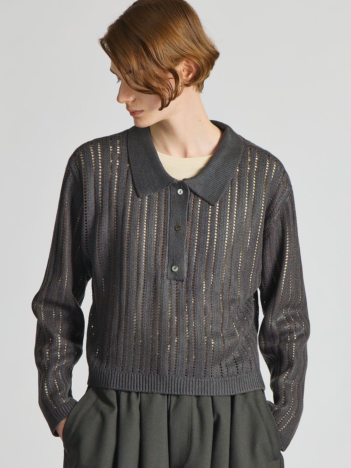 mizuiro ind 箔プリントメッシュポロニット｜ MARcourt ONLINE STORE