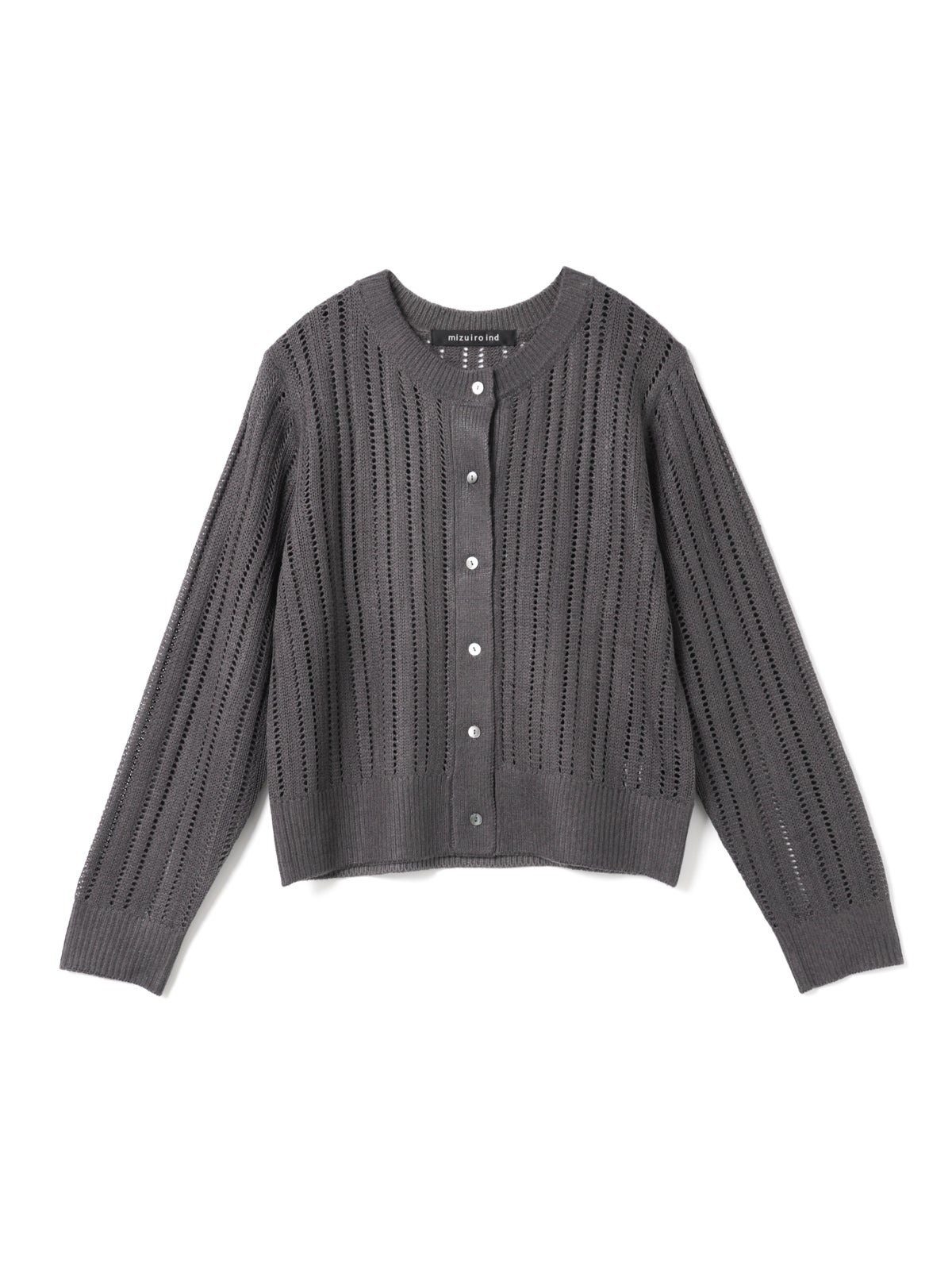 mizuiro ind 箔プリントメッシュクルーカーディガン｜ MARcourt ONLINE