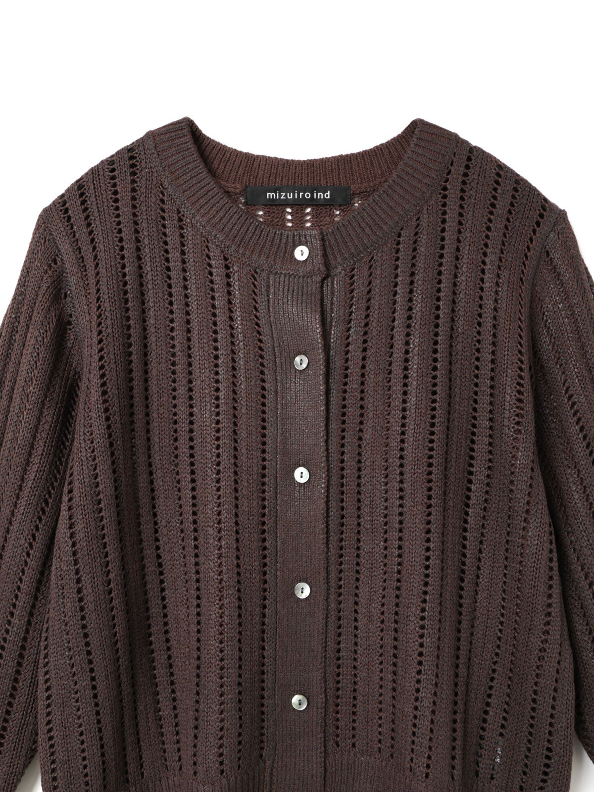 mizuiro ind 箔プリントメッシュクルーカーディガン｜ MARcourt ONLINE