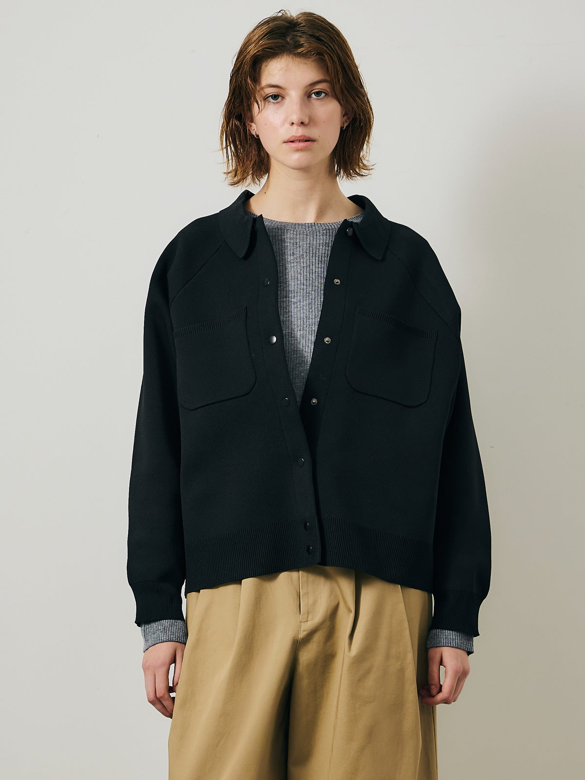 raglan sleeve knit blouson