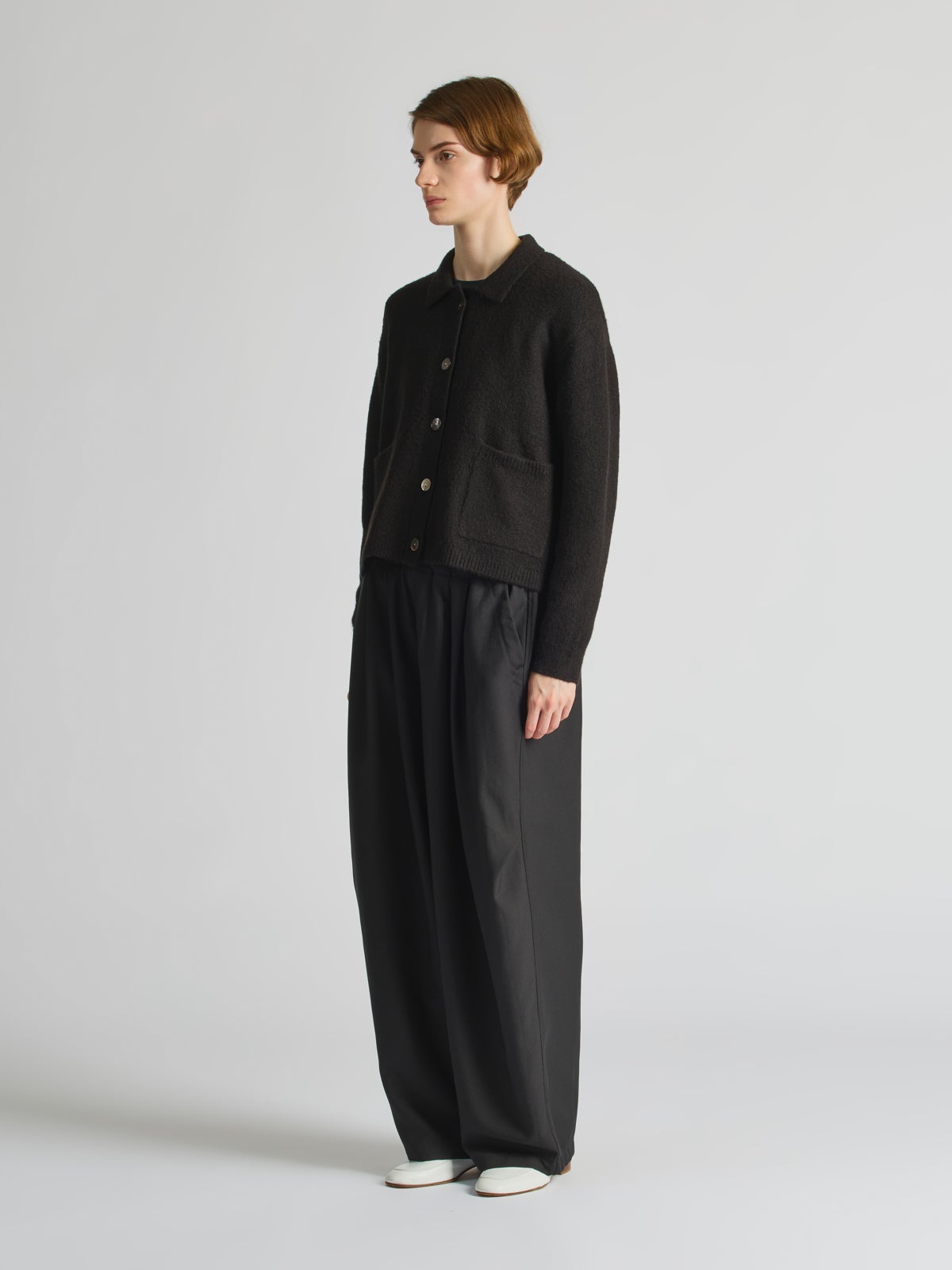 mizuiro ind ハイネックシャツカラーショートカーディガン｜ MARcourt