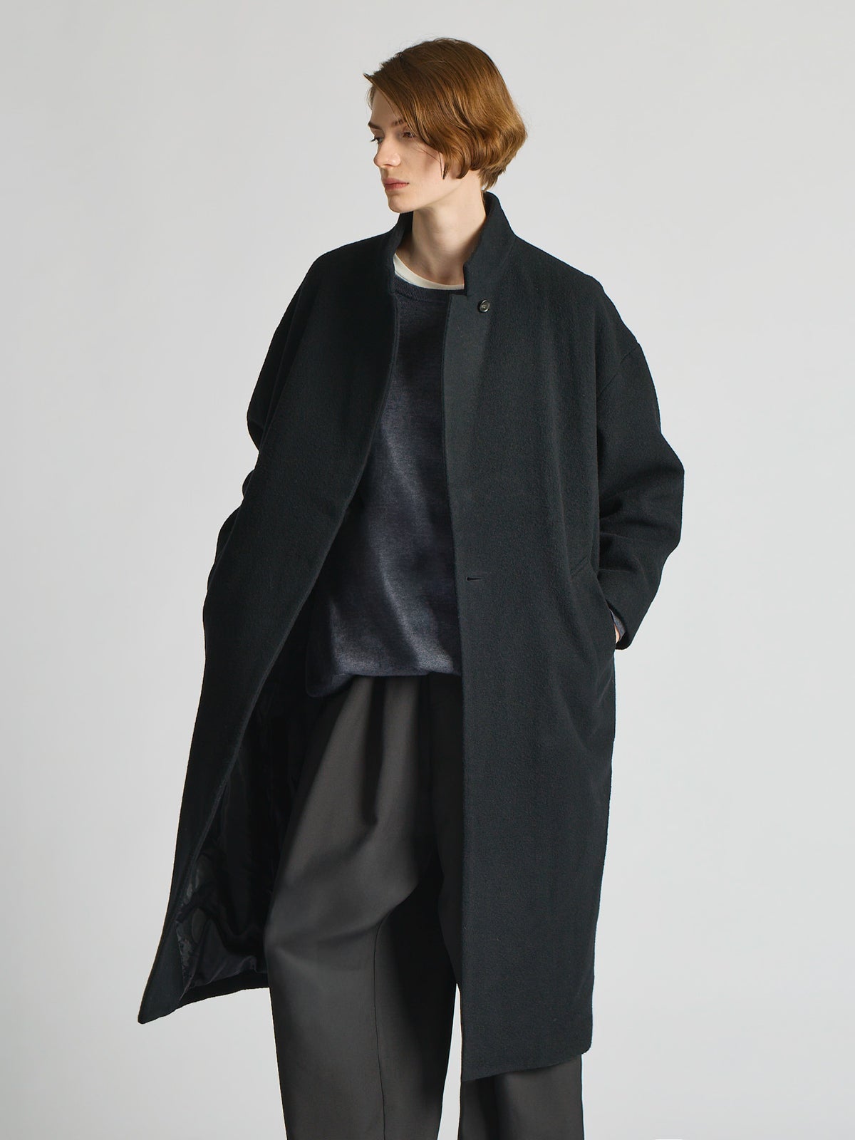 ☆moyuru ブラック コート☆ mizuiro ind スタンドカラーコート｜ MARcourt ONLINE STORE